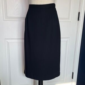 Vintage Kasper Black Pencil Skirt Knee Length Fully Lined Size 12